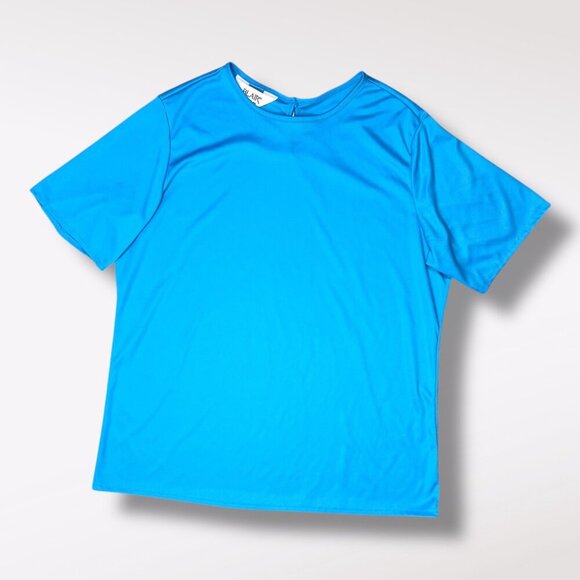 Blair Blue Short Sleeve Top Pullover Blouse Keyhole Back Size Medium - Picture 9 of 9